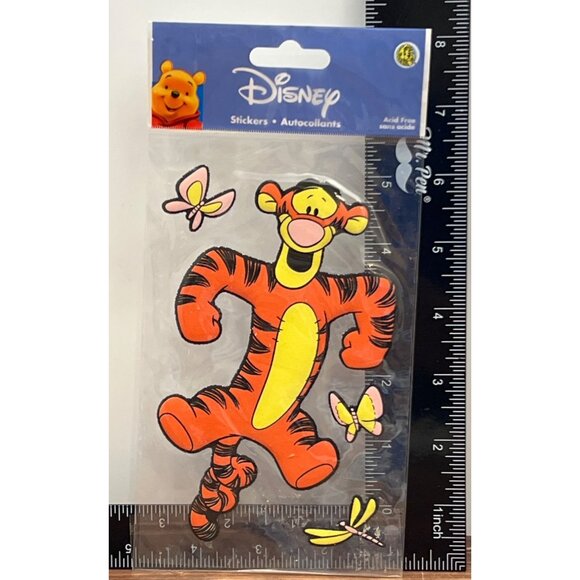 VINTAGE SANDY LION DISNEY TIGGER W BUTTERFLY SET OF 4 PUFFY STICKERS DRAGONFLY - Picture 2 of 3